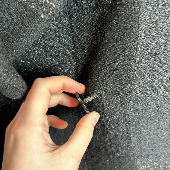 Club Monaco | Women’s Black Block Print Black Wool Coat Jacket - Picture 6 of 9